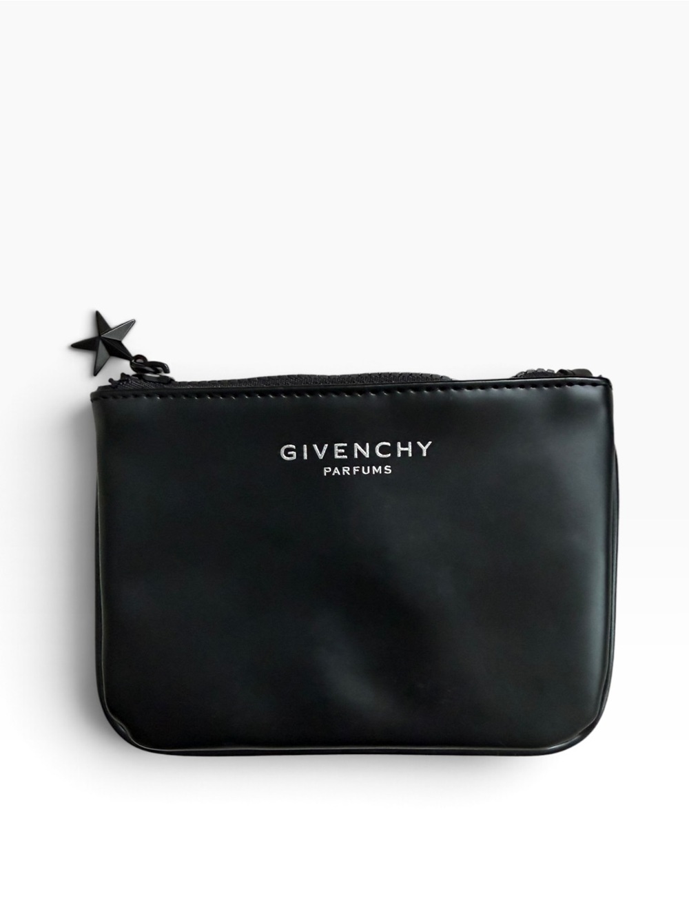 Givenchy Parfums Black Zippered Cosmetic Pouch Star Pull 5.5” x 4”